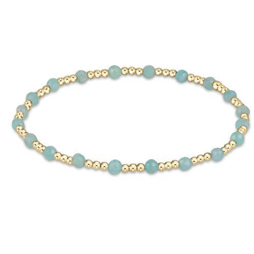 Gemstone Gold Sincerity Pattern 3mm Bead Bracelet | Amazonite