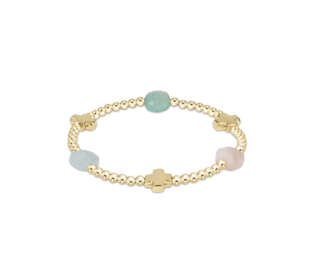 Signature Cross Admire Gold Pattern 3mm Bead Bracelet | Hot Mess