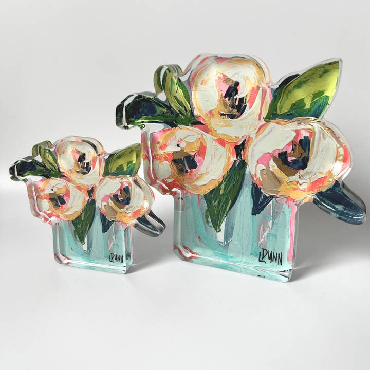 Bitty Acrylic Bloom Block | Pink and White Peonies