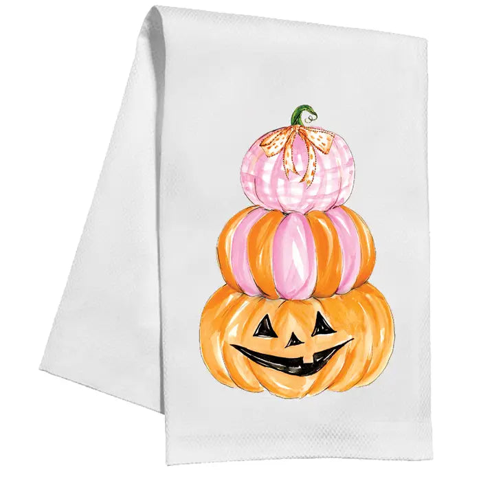 Kitchen Towel | Pink & Orange Pumpkin Stack