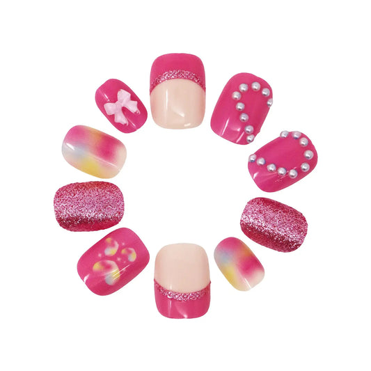Tween 3D Love Heart Press on Nails