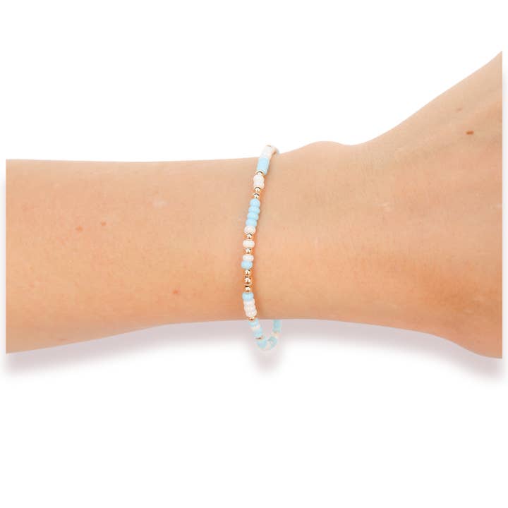 Pastel Blue & White Game Day Sprinkle Bracelet