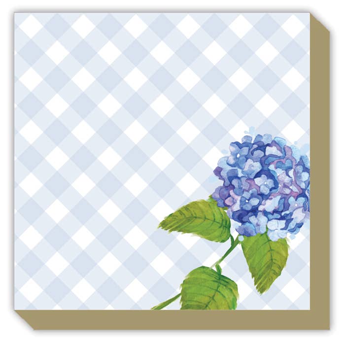 Notepad | Hydrangea with Periwinkle Buffalo Check