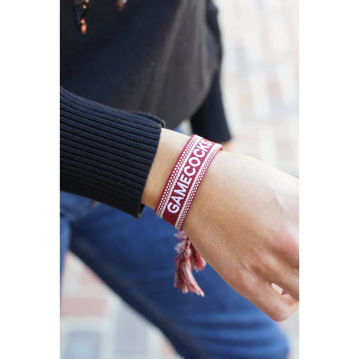 South Carolina Gamecocks Woven Tassel Bracelet