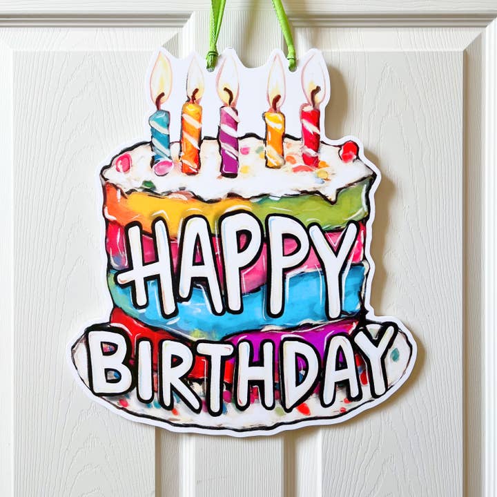 Door Hanger | Happy Birthday Cake