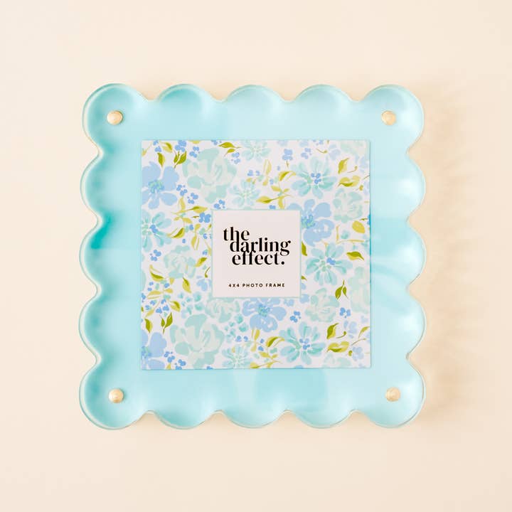 Square Scalloped Acrylic Frame - Blue