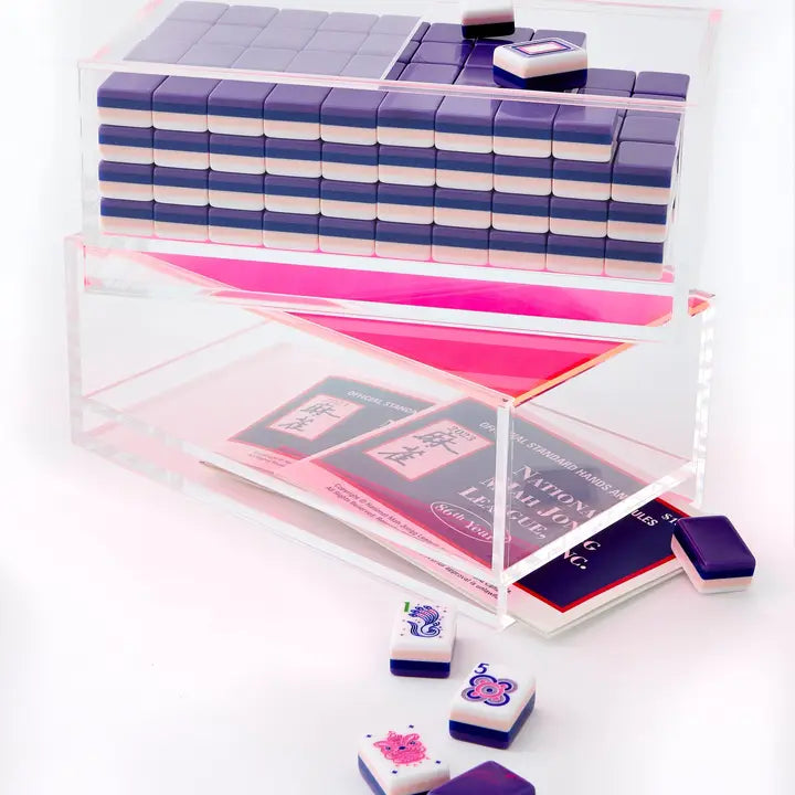 Mahjong Acrylic Box | Neon Pink Lid