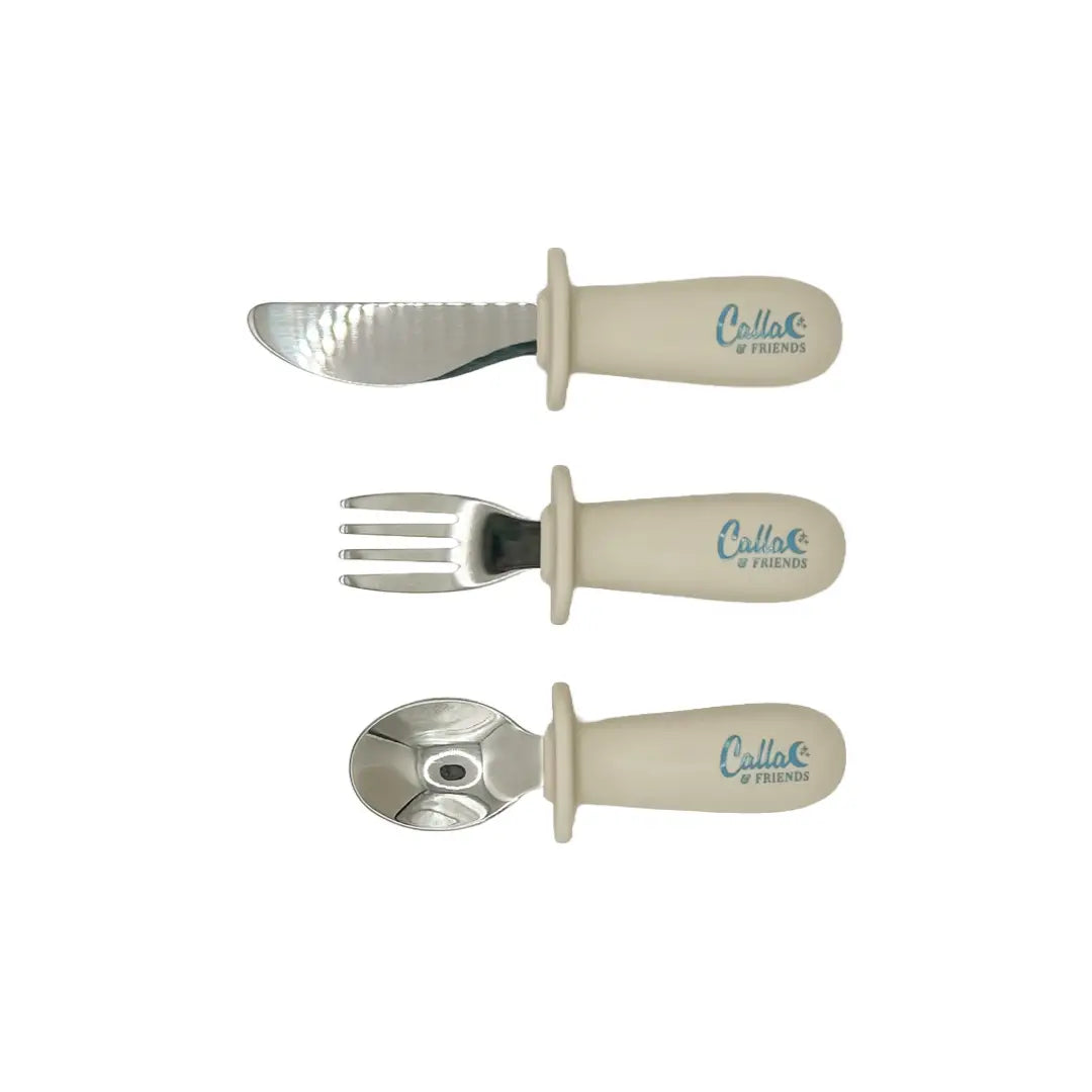 Silicone & Stainless Steel Toddler Utensil Set | Linen