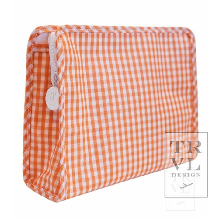 Large Roadie Zip Pouch | Gingham Orange