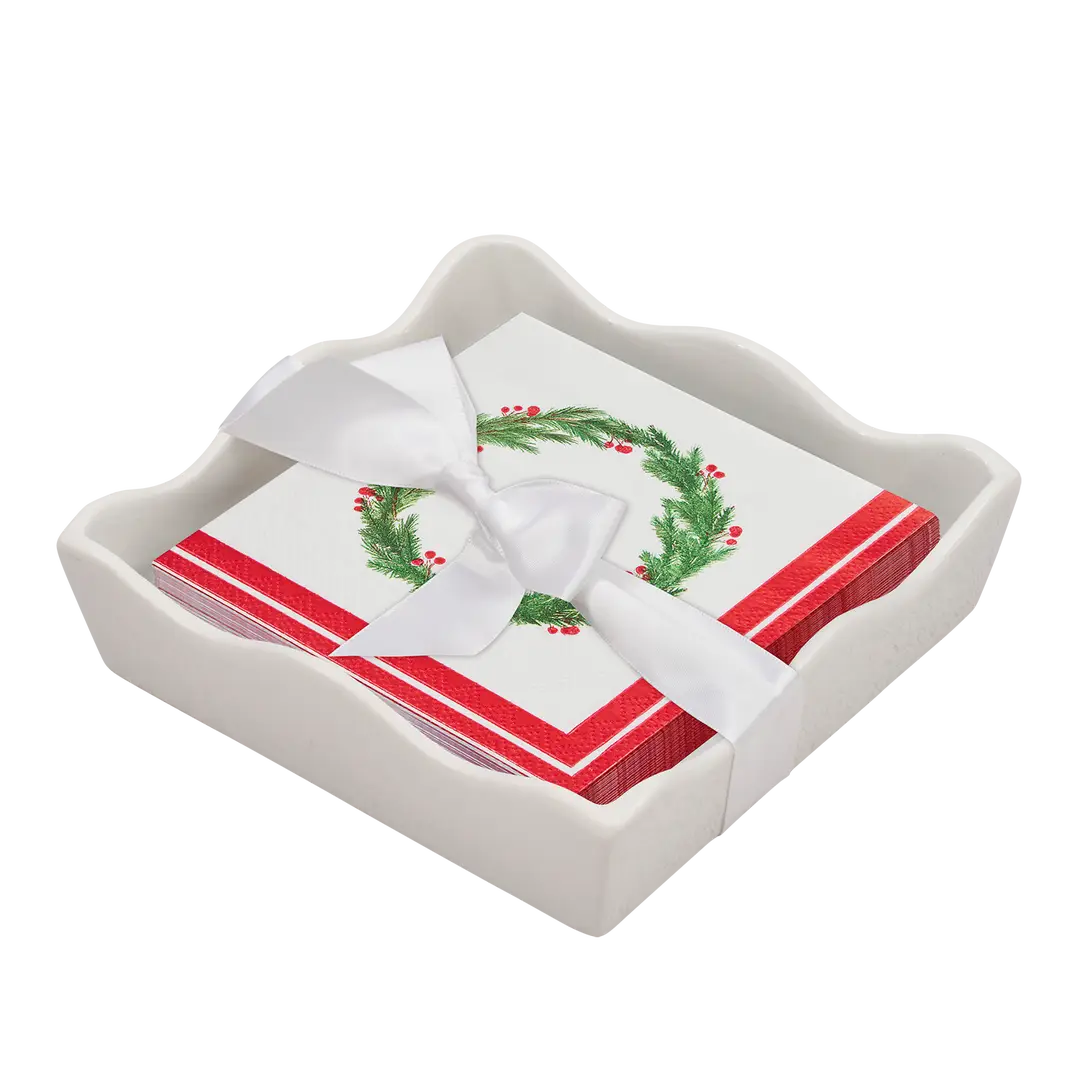 Ceramic Cocktail Napkin Tray | Merry & Bright