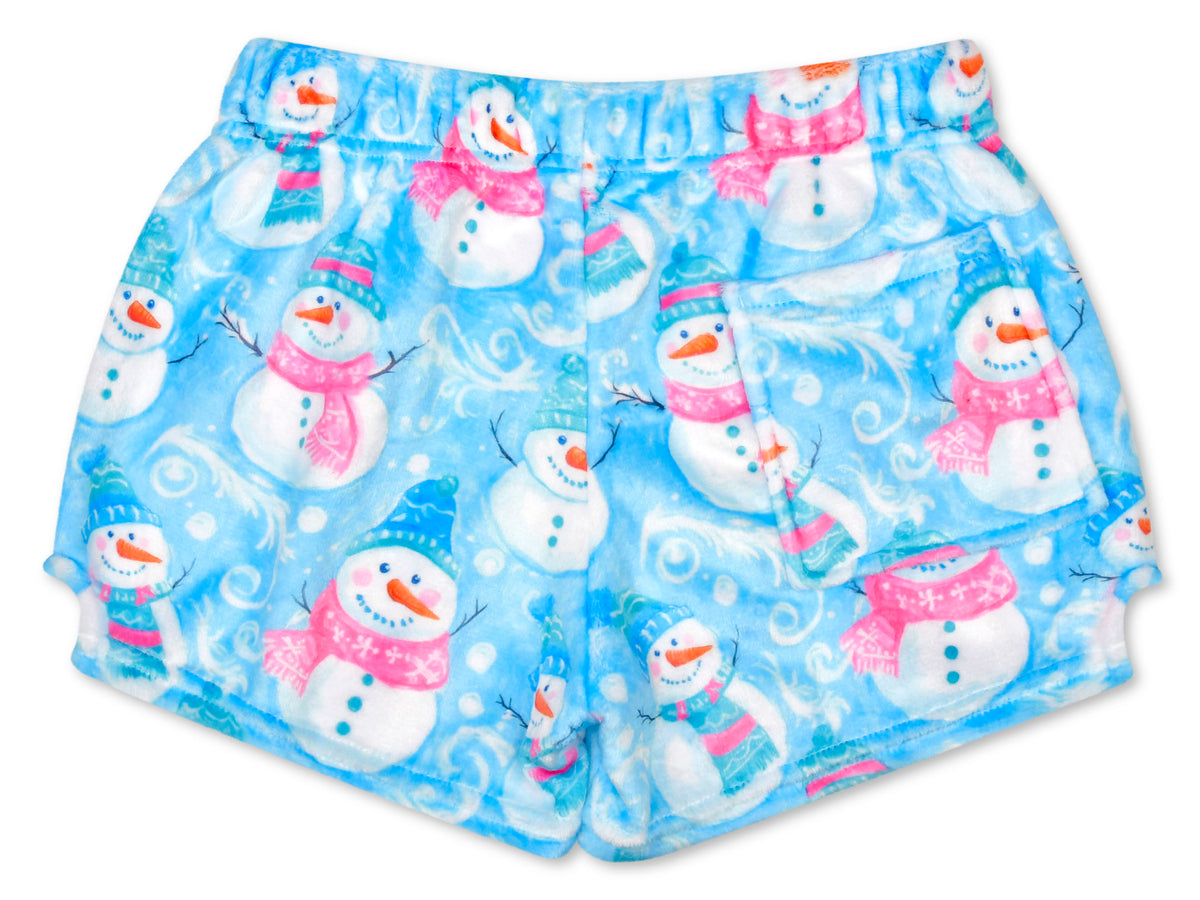 Plush Shorts | Swirly Snowman