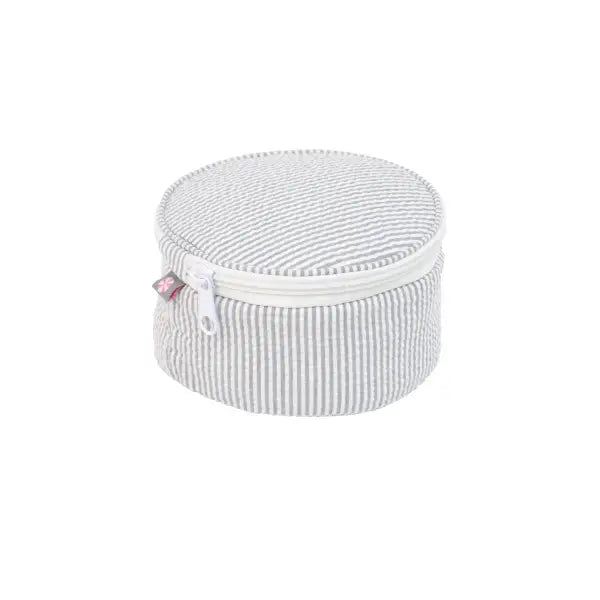 6" Button Bag | Grey Seersucker