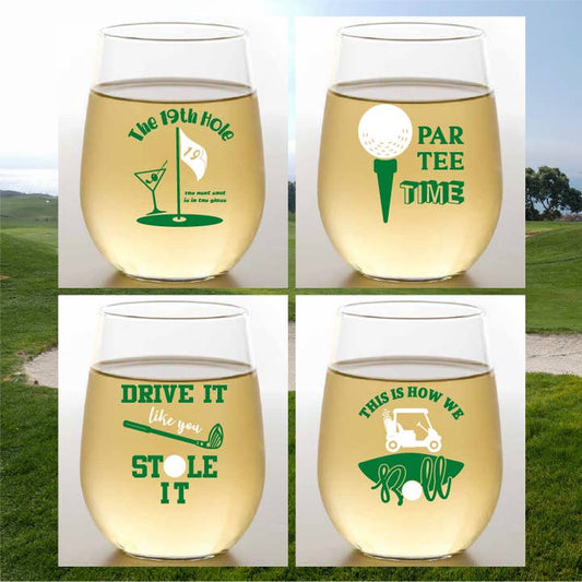 Unbreakable Wine Glasses | Golf Sayings | Set of 4