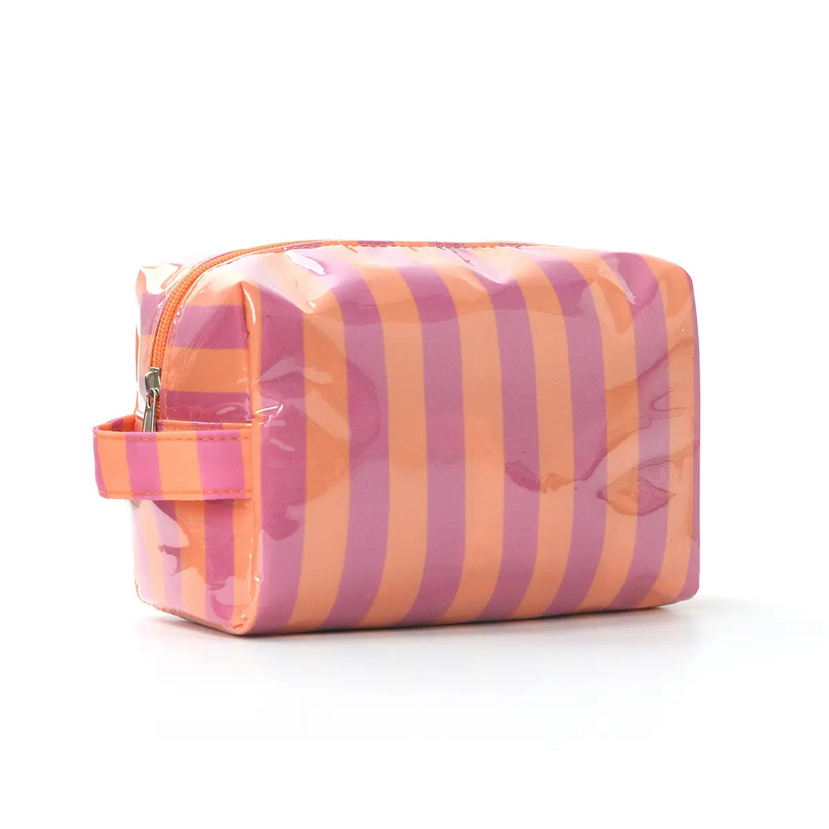 Waterproof Makeup Bag | Orange/Pink Stripe