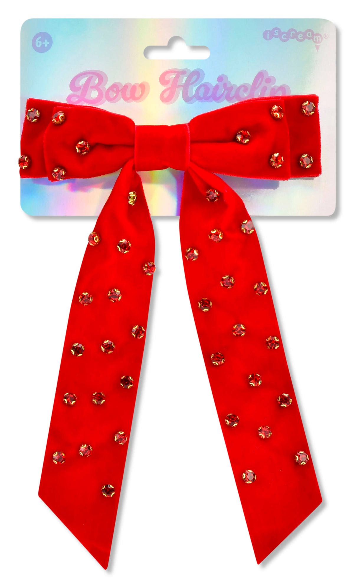 Red Rhinestone Bow Hair Clip