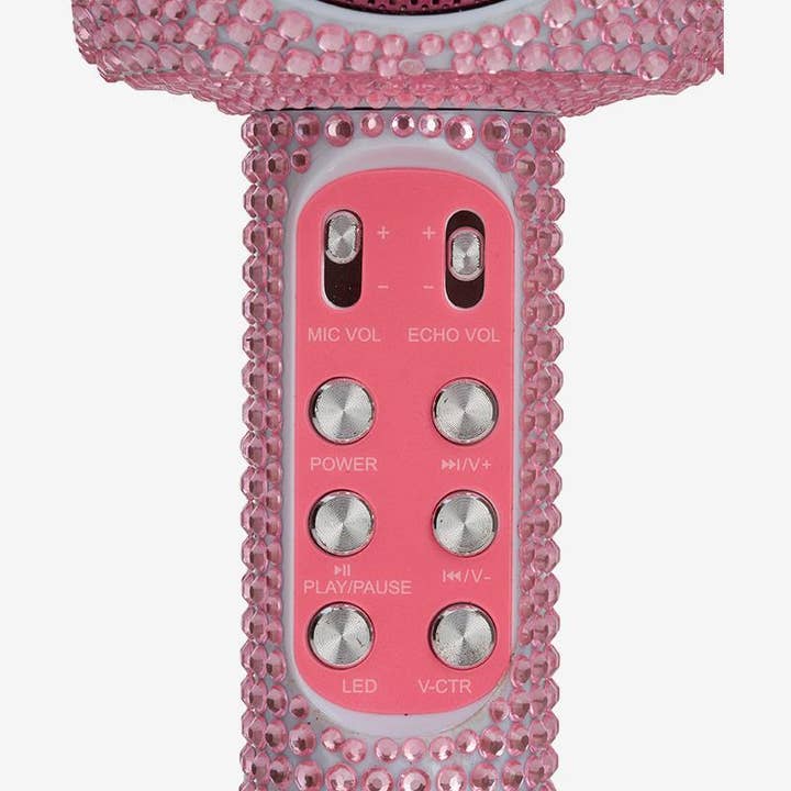 Pink Bling Karaoke Microphone & Bluetooth Speaker