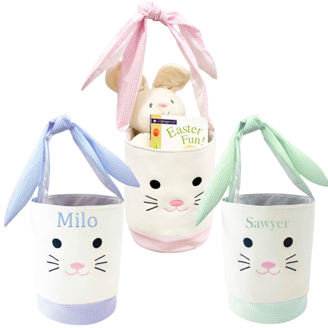 Easter Bunny Basket - Seersucker - includes personalization