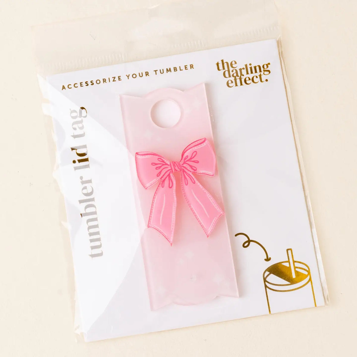 Tumbler Lid Tag | Bow Pink