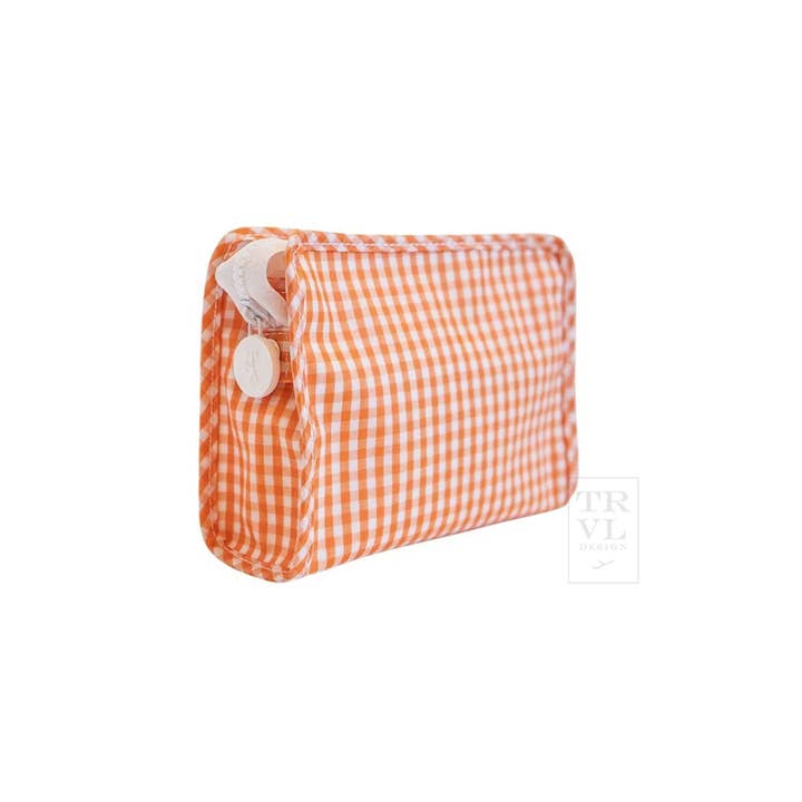 Small Roadie Zip Pouch | Gingham Orange