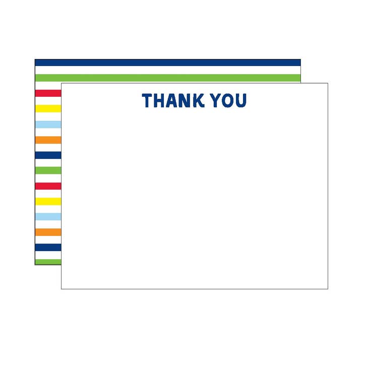 Thank You Flat Stationery - Blue Stripes