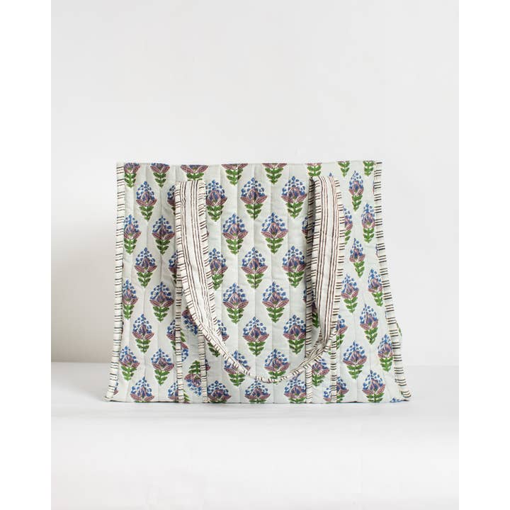 Leighton Blue Quilted Tote