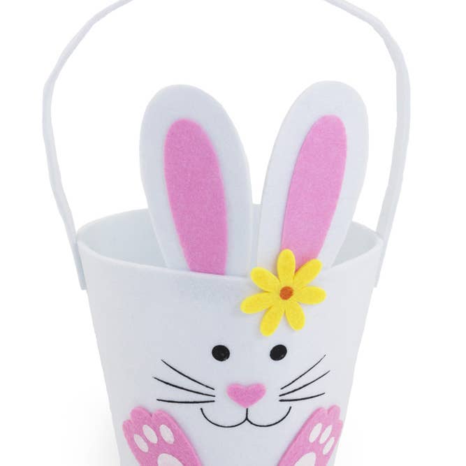 White Bunny Felt Easter Basket