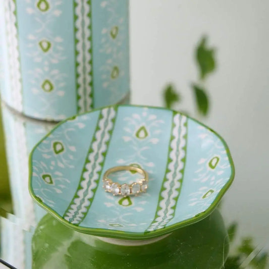 Ceramic Ring Dish | Rosemary Stripe Blue