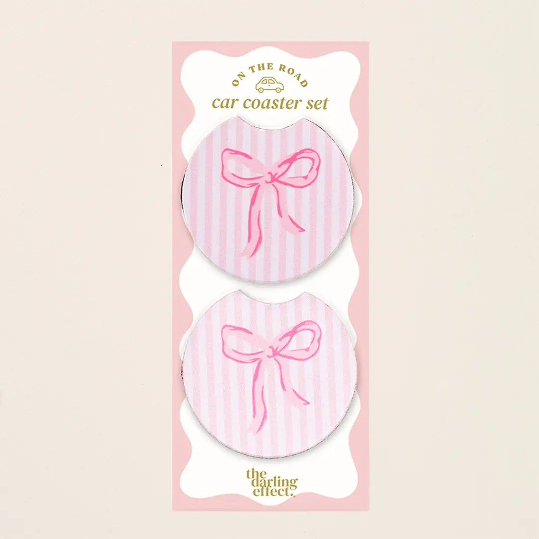 On the Road Car Coaster Set | Bow Pink