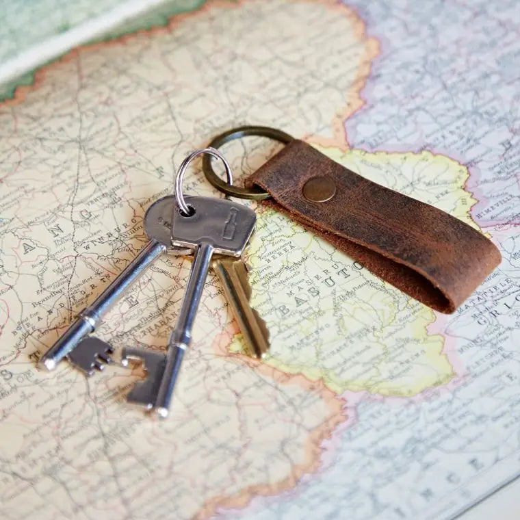 Buffalo Leather Loop Keyring | Brown