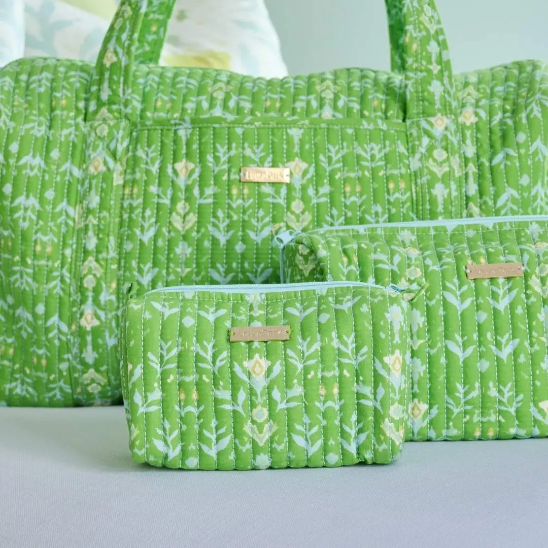 Small Cosmetic Bag | Petal Garden Green