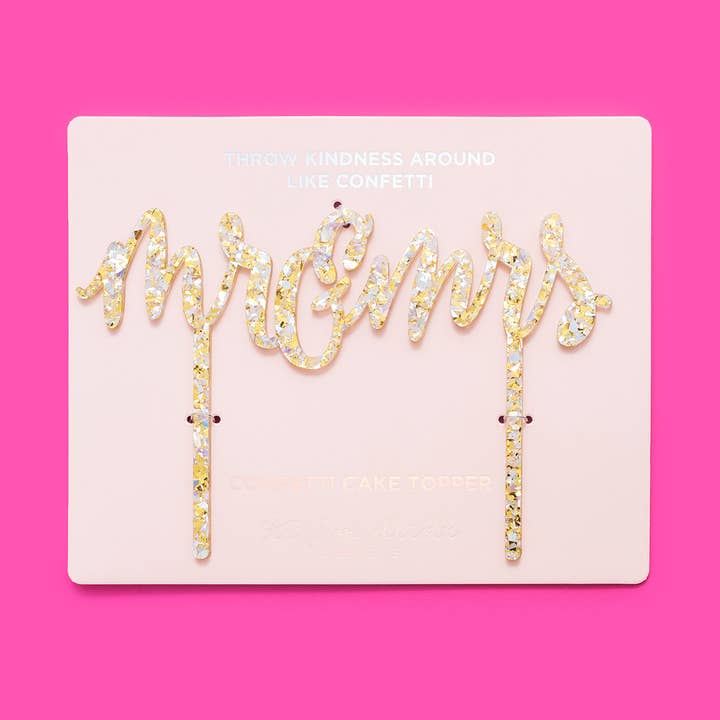 Mr & Mrs Pearl + Gold Confetti Cake Topper