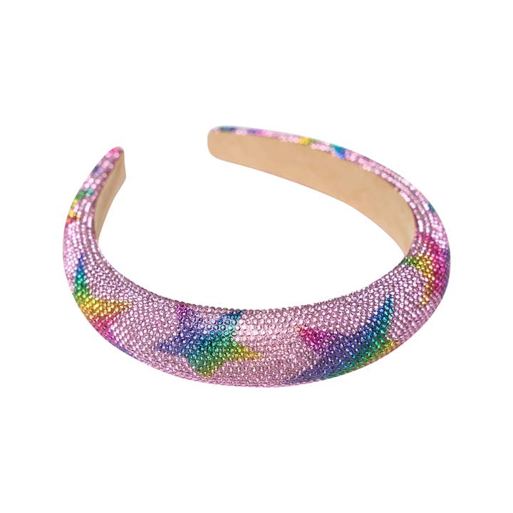 Rhinestone Rainbow Star Headband | Pink