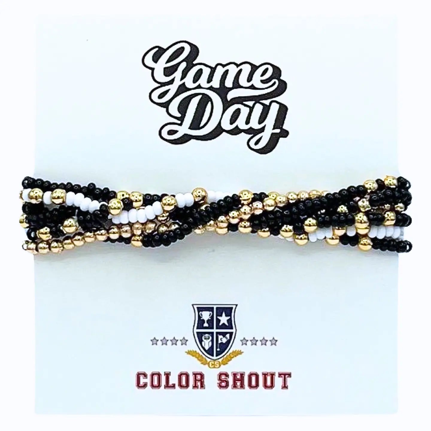 Gameday Bracelet Set | Black/White/Gold