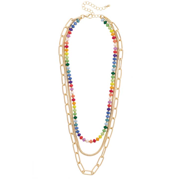 Sunday Rainbow Beaded 3-Row Layered Necklace | Multi
