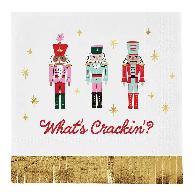 Foil Fringe Beverage Napkins - What's Crackin'?