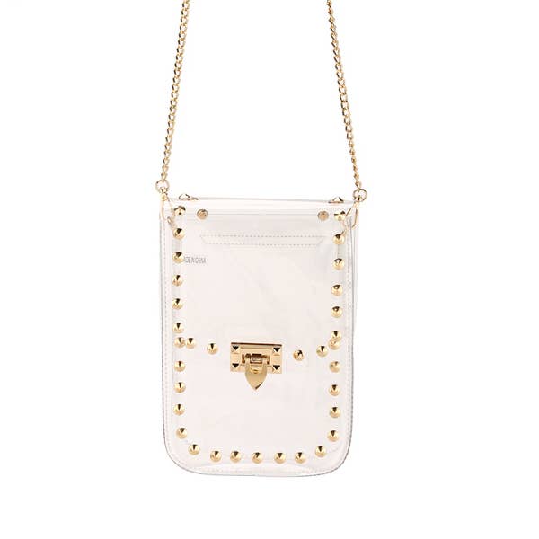 Clear Studded Crossbody Bag | Gold