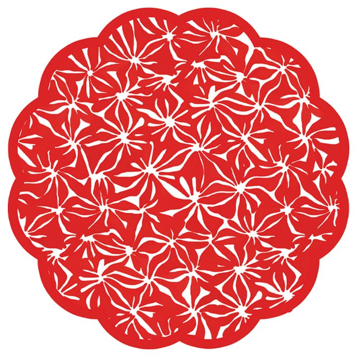 Scalloped Paper Placemat Pad | Cha Cha Red