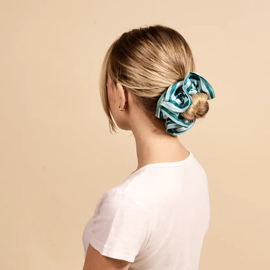 Ruffle Up Scrunchie | Sicily Stripes Teal