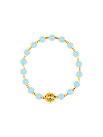 Glass Bead Magnetic Bracelet | Bright Blue