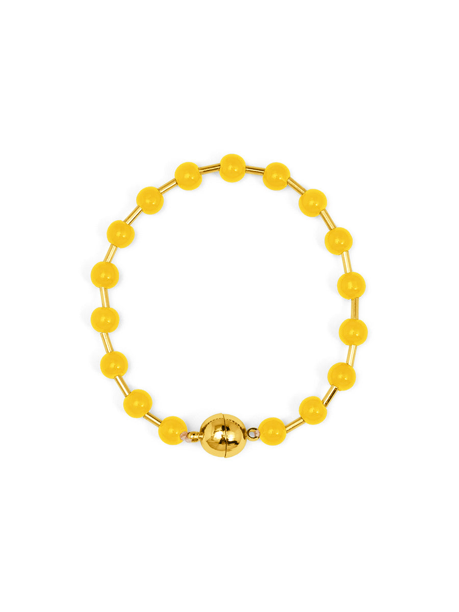 Glass Bead Magnetic Bracelet | Yellow