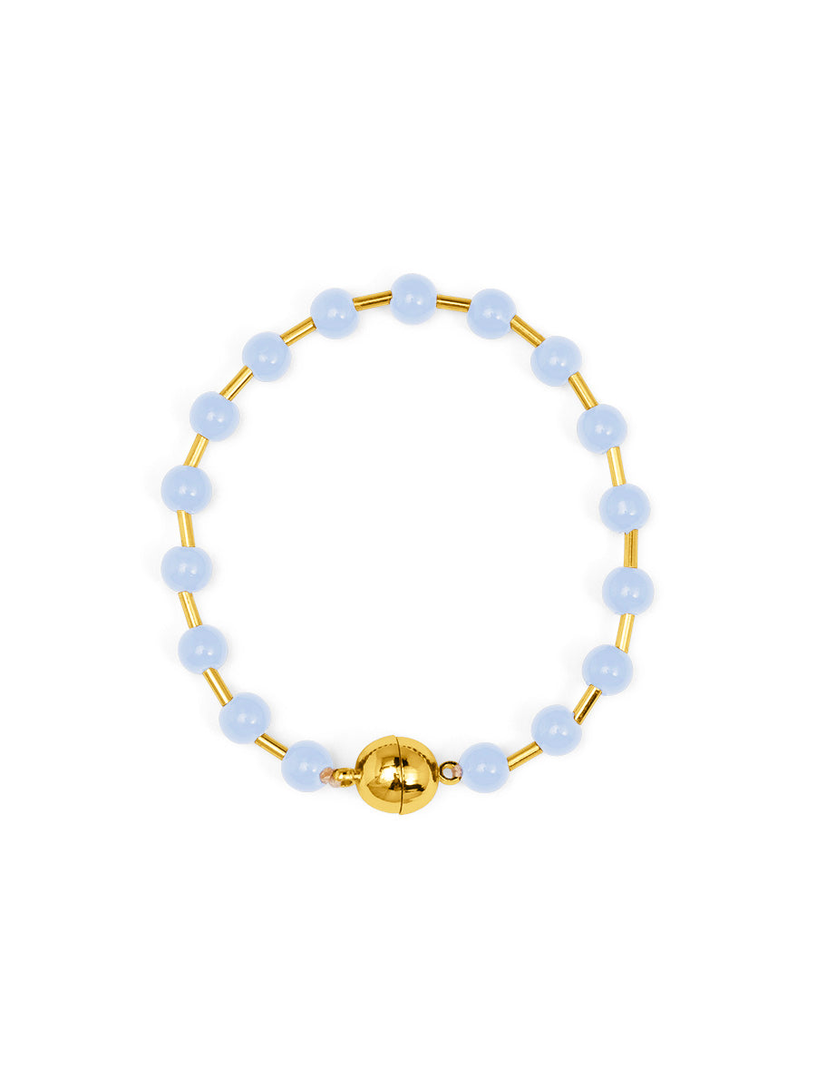 Glass Bead Magnetic Bracelet | Light Blue