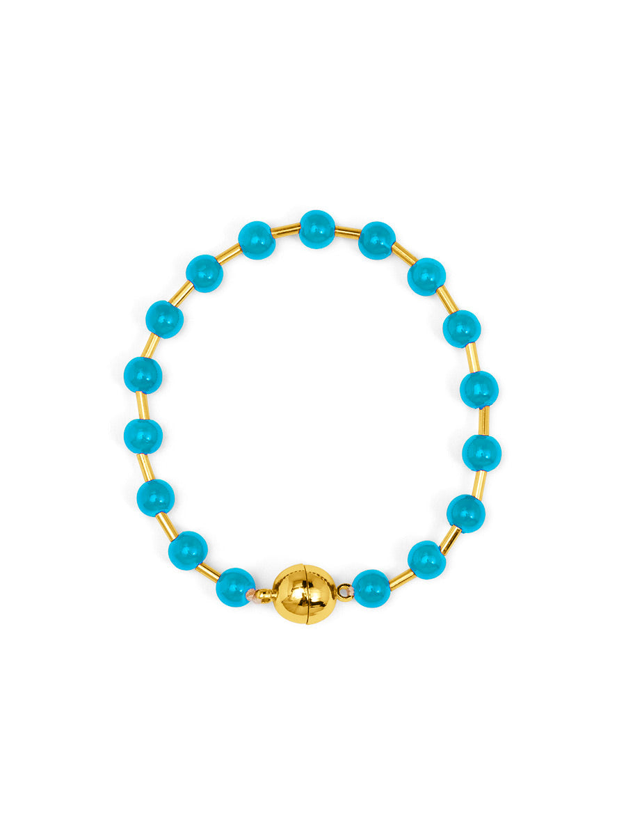 Glass Bead Magnetic Bracelet | Neon Blue