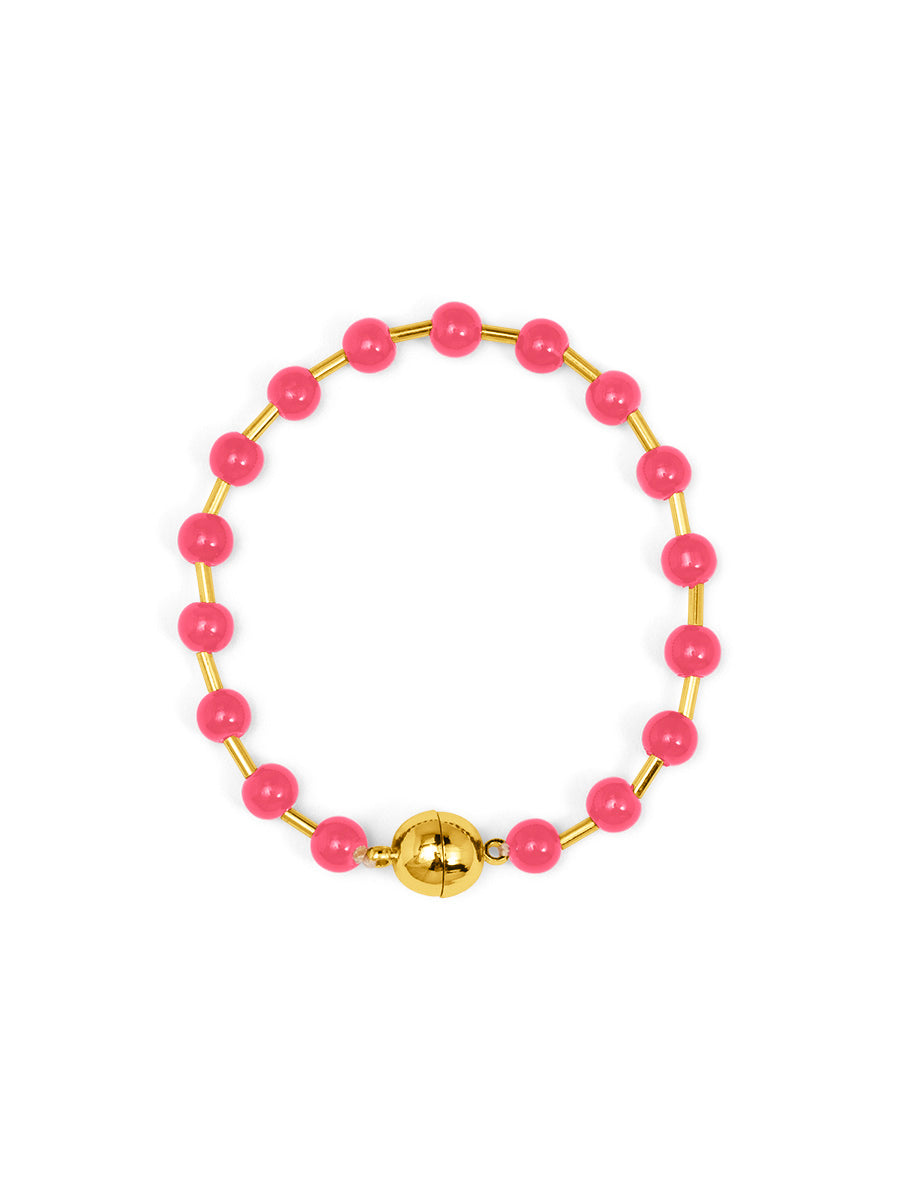 Glass Bead Magnetic Bracelet | Pink
