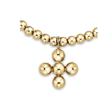 Classic Gold 3mm Bracelet - Signature Cross 4mm Beaded Gold Charm