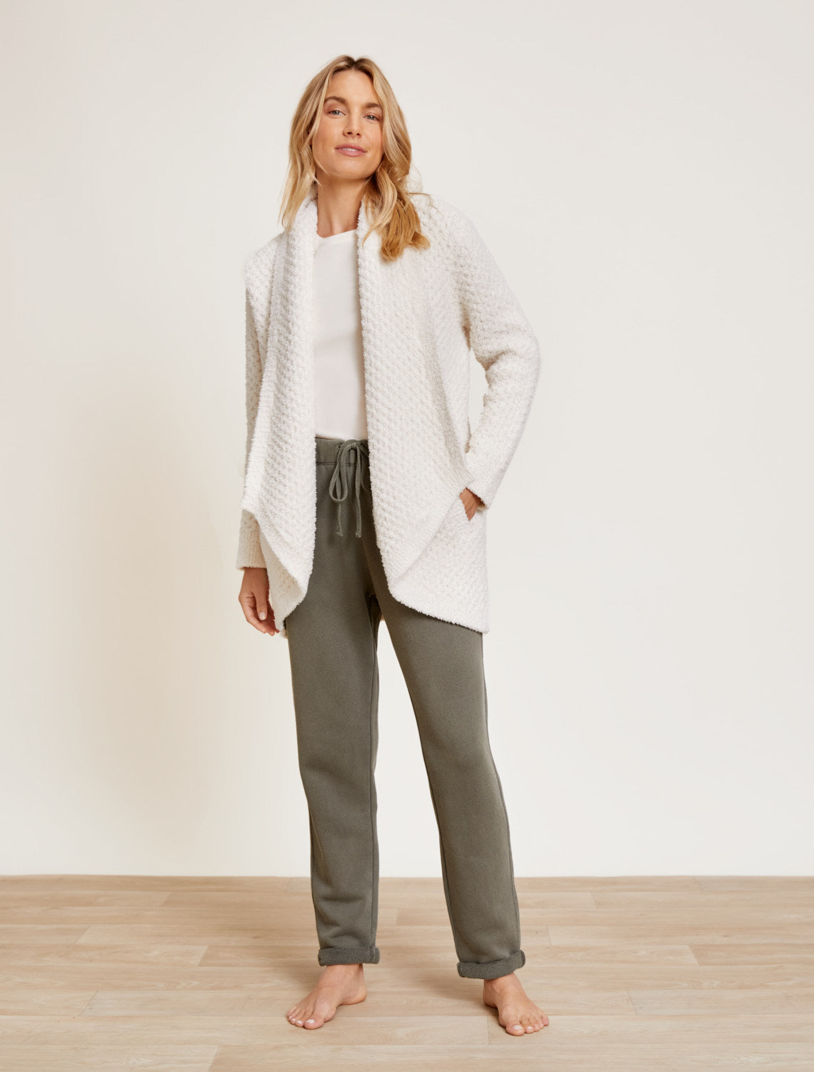 CozyChic® Honeycomb Shawl Cardigan - Cream – Eliza B's