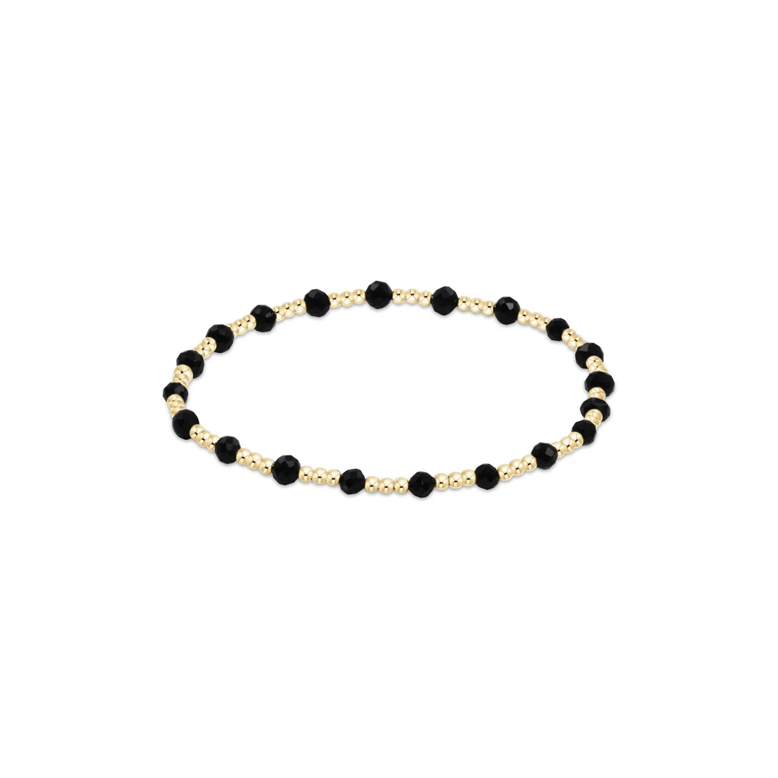 Extends | Gemstone Gold Sincerity Pattern 3mm Bead Bracelet | Faceted Onyx