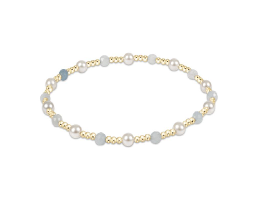 Pearl Sincerity Pattern 4mm Bead Bracelet | Aquamarine