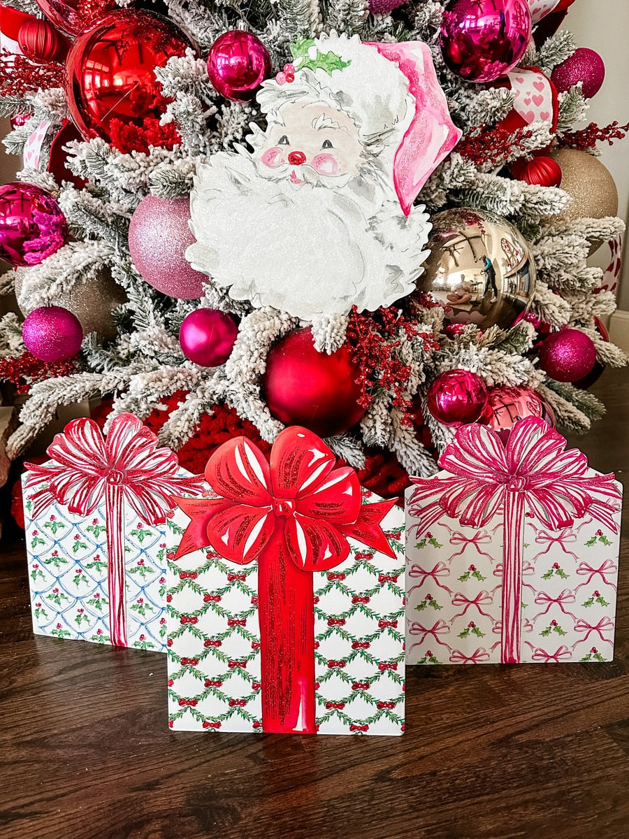 Metal Stake/Decor | Pink Santa
