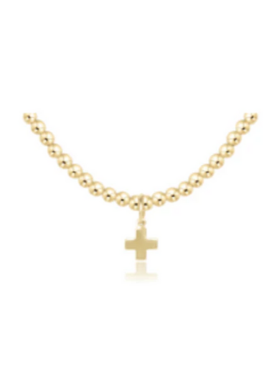 15” Choker Classic Gold 3mm Bead | Signature Cross Gold Charm