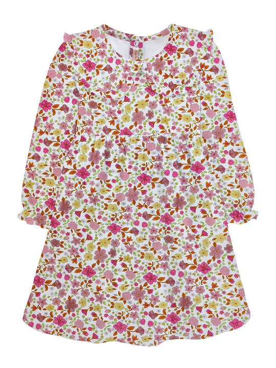 Round Collar Printed Dress | Blossom in Fall